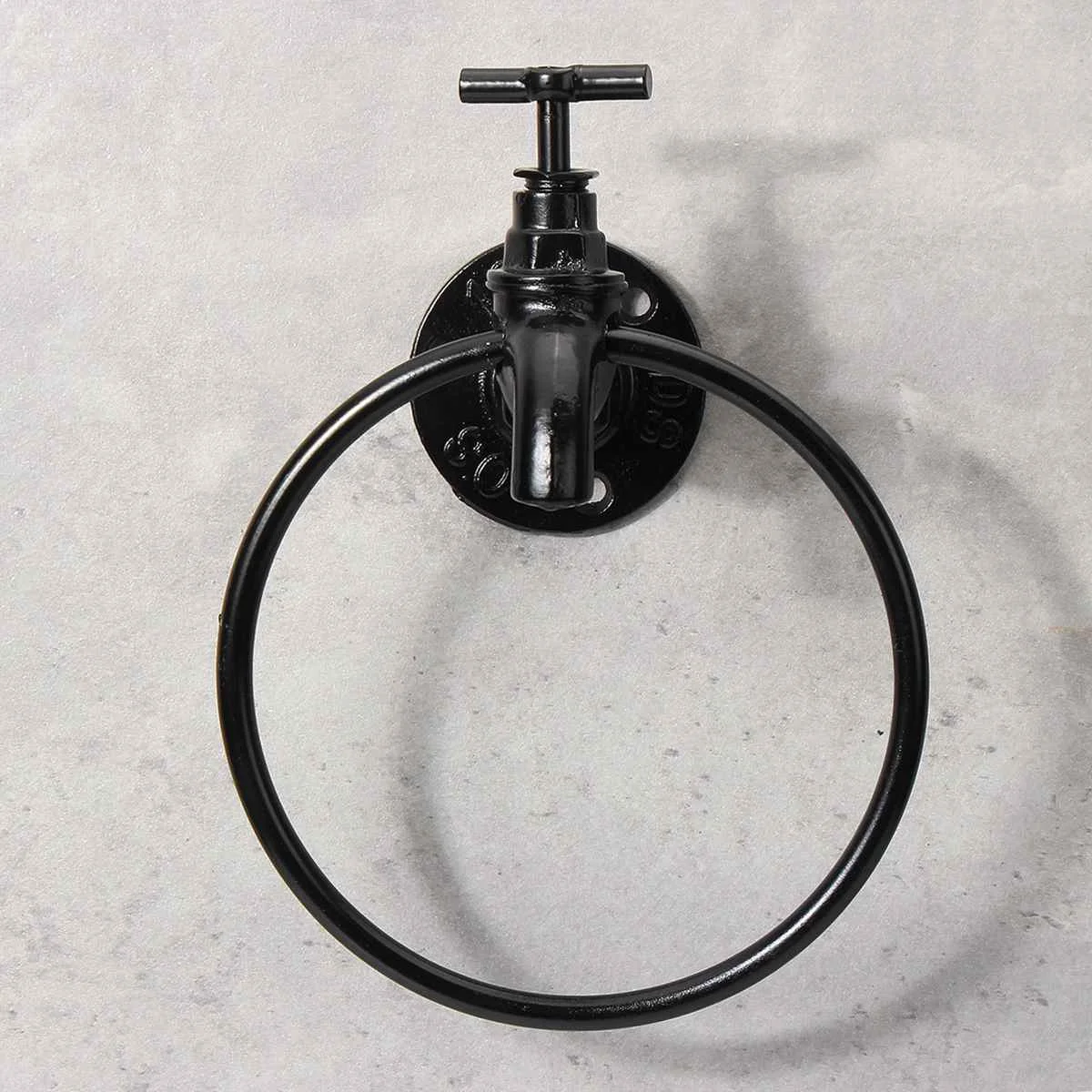 Wall Mounted Towel Ring Holder Retro Kitchen Bathroom Storage Rack Organizer Hanger Shelf Towel Holder Hardware Tools Zotobon