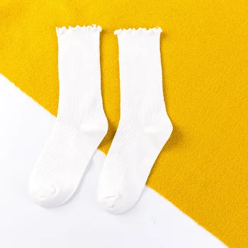 

Spring and autumn new ladies cotton socks long tube solid color socks gray
