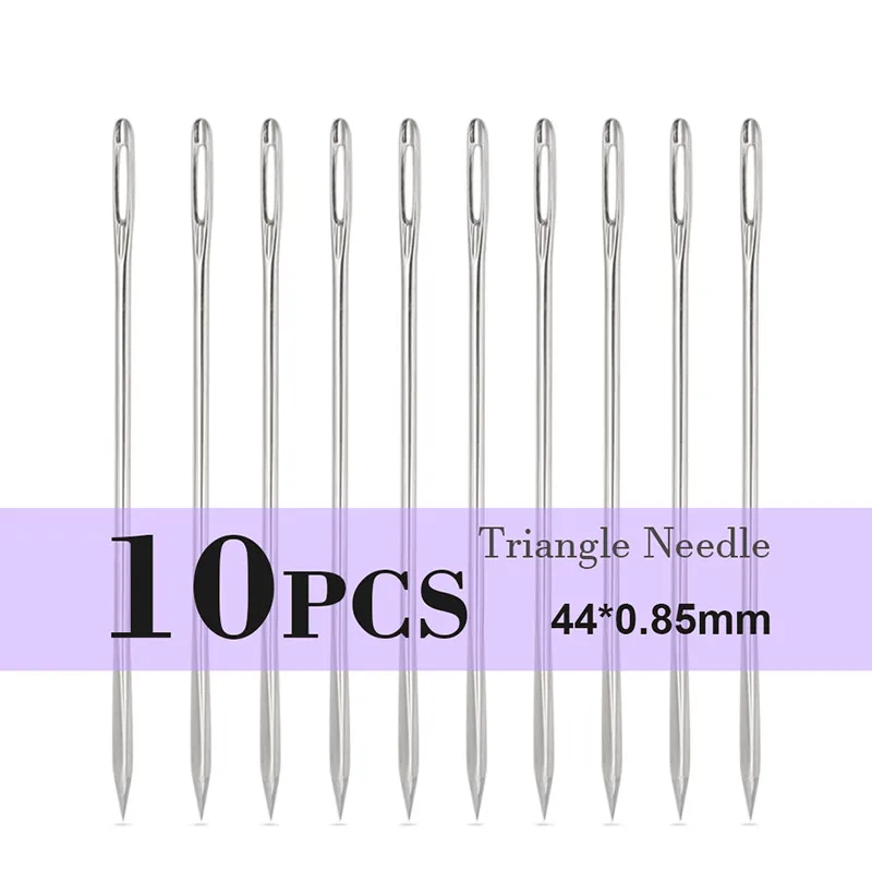 Triangle Small 10PCS Остроконечная призма, острый инструмент, Кожевенная игла для шитья, круглая головка, тупой пинт, для вышивки, вышивка, золотой хвост, иглы для больших глаз - Цвет: Triangle Small 10PCS