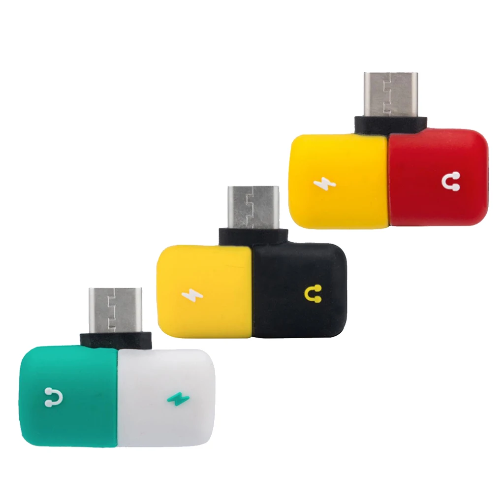 3 Pieces Capsule 2 In 1 USB C Headphone Audio & Charger Adapter Splitter