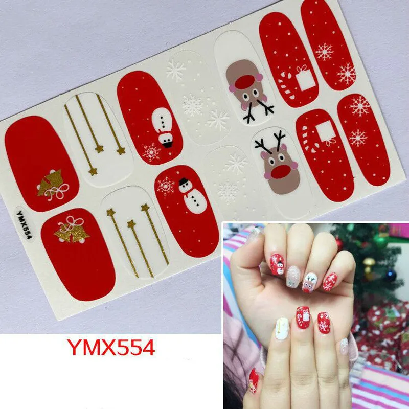 Lamemoria14tips/Christmas Nail Sticker Autumn and Winter Classic Nail Snowflake Self-adhesive 3D Hot Press Nail Sticker