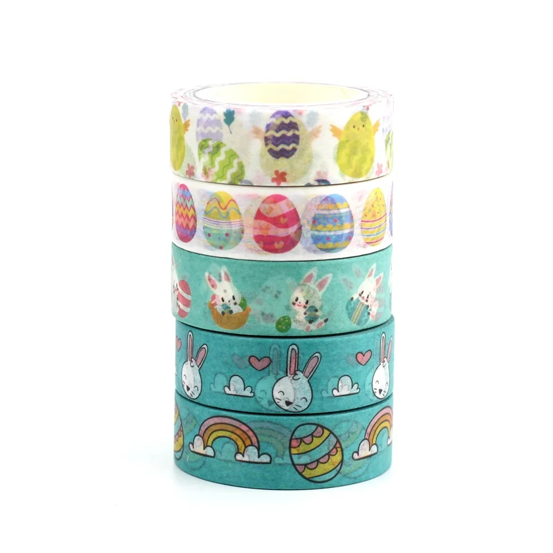 1PC Decorative Easter Eggs Blue Bunny Chick Washi Tapes Set Paper Planner Scrapbooking Masking Tape Cute Stationery