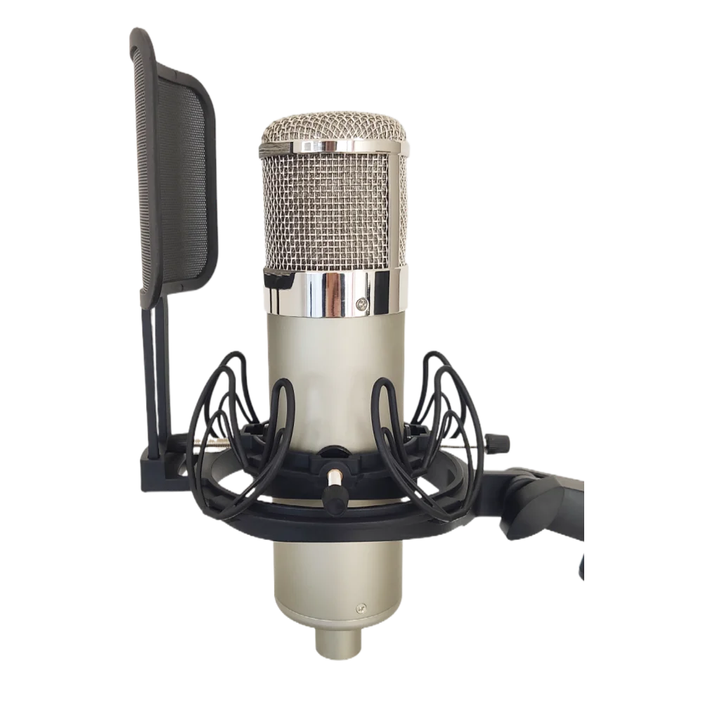 Microfone de Metal Grande Corpo Faça Você Mesmo U87 Condensador Mic Escudo Estéreo Microfone Cardióide Alta Qualidade Siiver Pesado 24cm Htt-u47 - Image 2