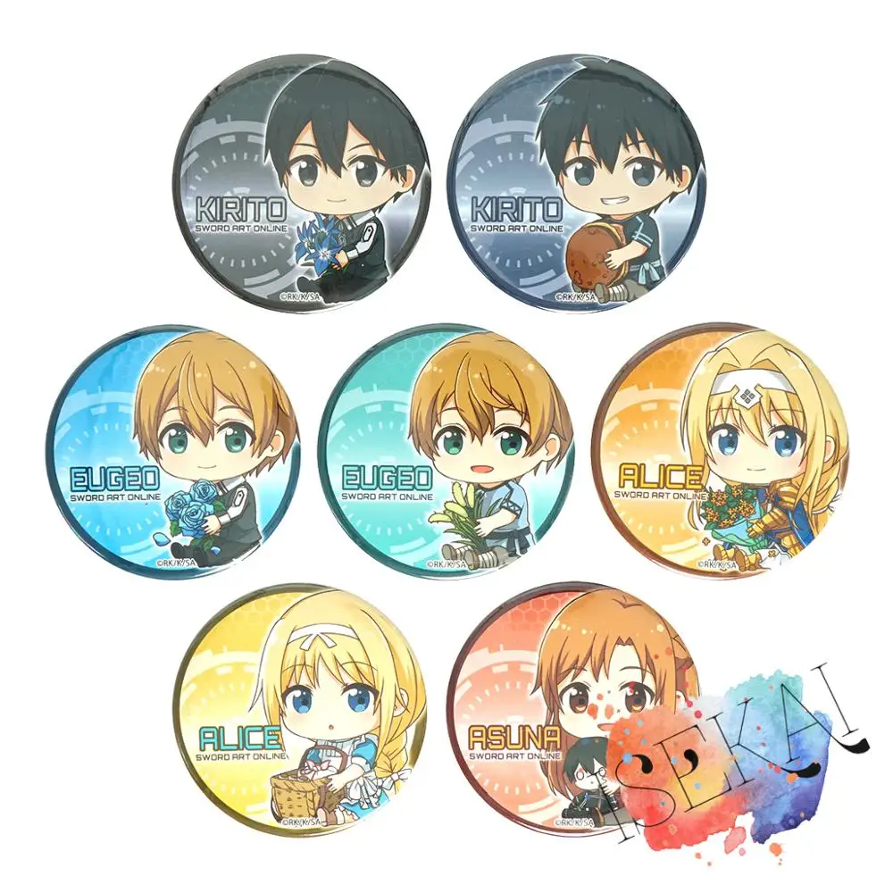 Sword Art Online Anime Lencana Sao Kazuto Kirigaya Kazuto Yuuki Asuna Alice Eugeo Lencana Bros Pin Anime Jepang Bros Aliexpress