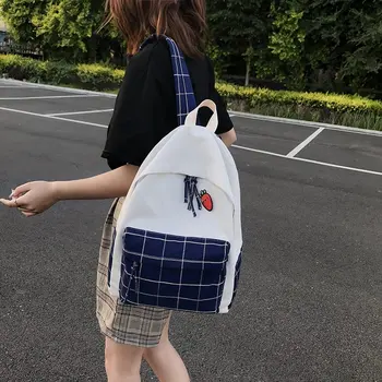 

Women Backpack for Teenagers Boys Girls 2020 Fashion Students School Shoulder Bags Plaid Cartoon Soft Canvas Backpacks