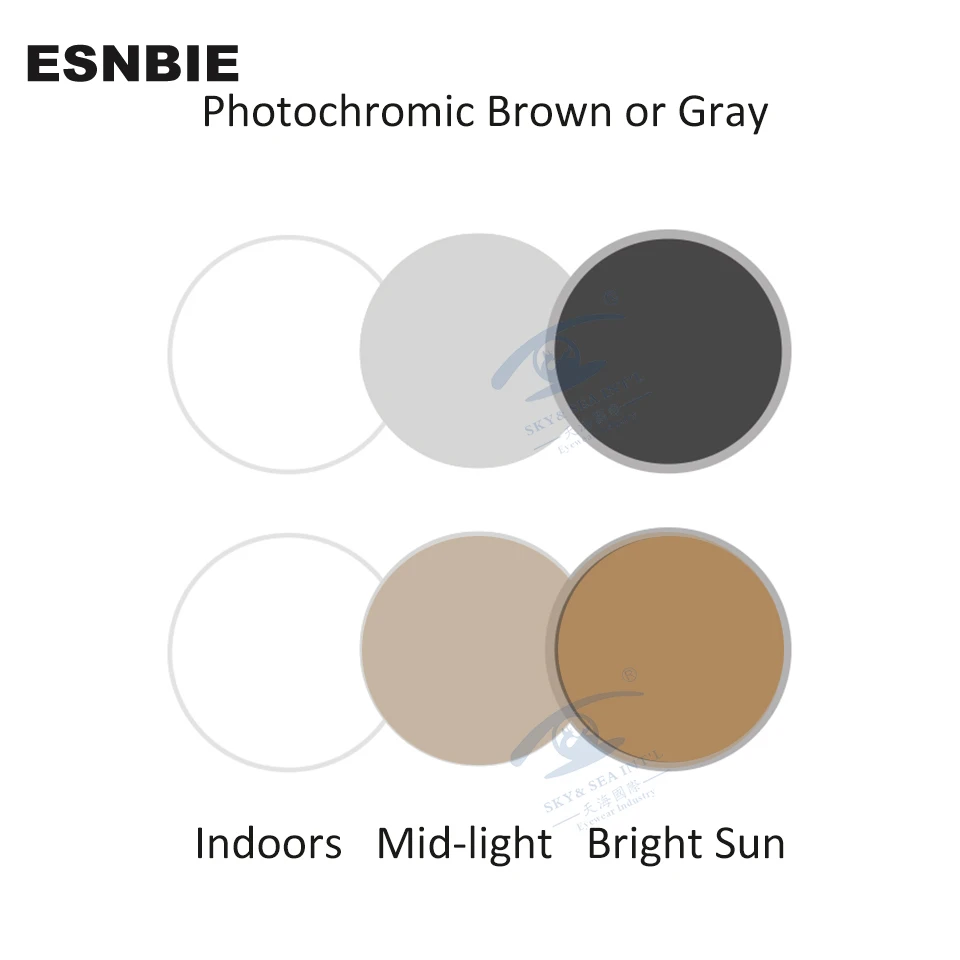 US $85.00 156 161 167 Premium Progressive Lens Photochromic Men Women Brown Gray Multifocal Prescription Eyeglasses Lens 70mm
