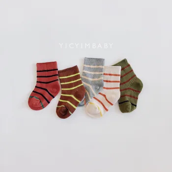 

5 Pair=10PCS/lot Baby Socks Neonatal Spring Summer Mesh Cotton Plain Stripes Kids Girls Boys Children Socks For 1-6 Years