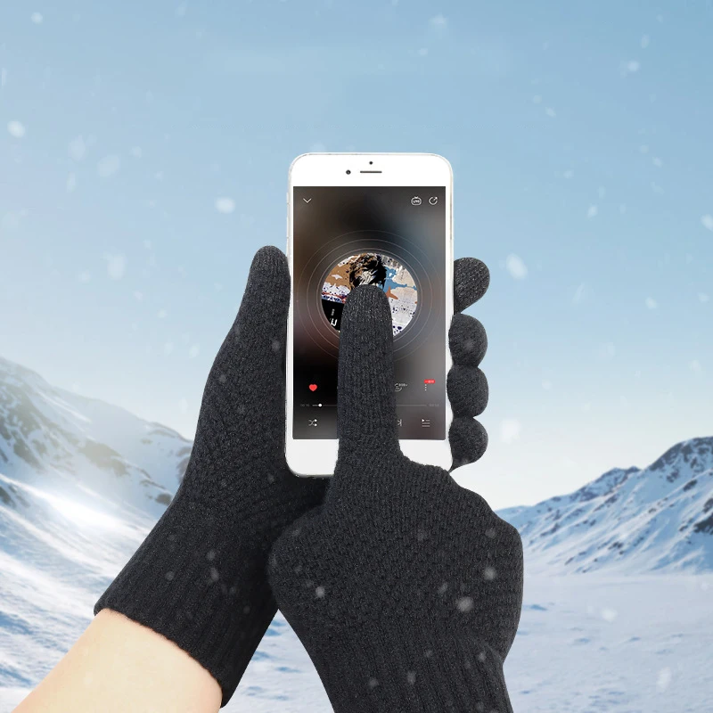 Thick Knitted Men Winter Gloves Imitation cashmere Two Layer Causal Adult Gloves Male Mitten Thicken Wool Cashmere Autumn warm gloves full finger gloves male gloves