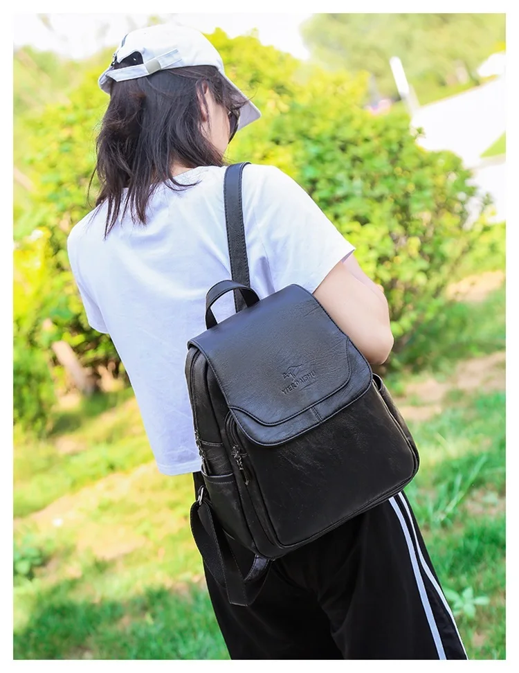 Повседневный женский рюкзак из мягкой кожи, многофункциональный женский рюкзак, большая вместительность, школьные сумки для девочек-подростков, Mochilas Mujer