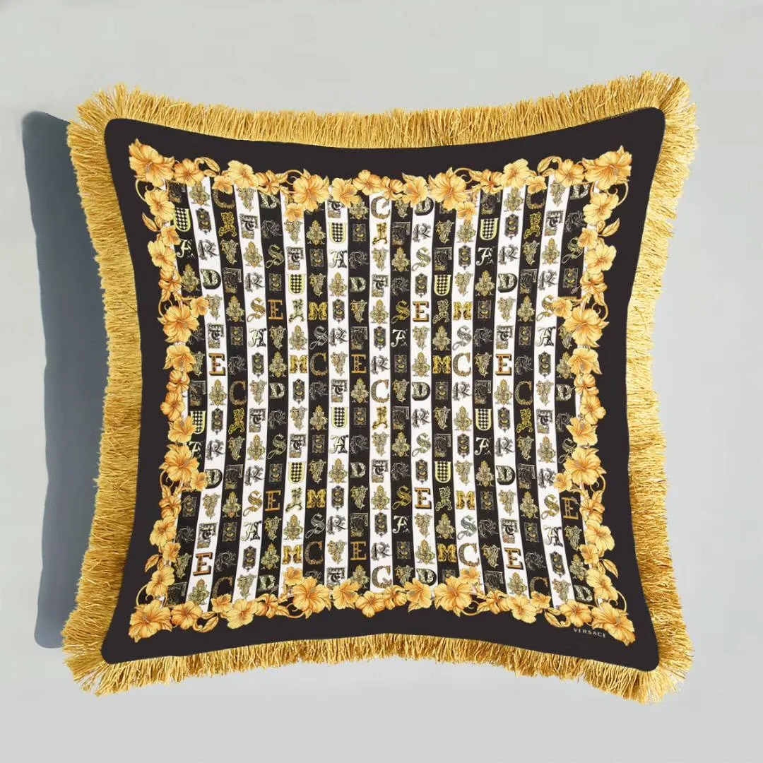 Luxury European Classical Christmas Hotel Velvet Tassel Cushion Cover Pillow Cover Pillowcase Home Decorative Sofa Throw Pillows - Цвет: F