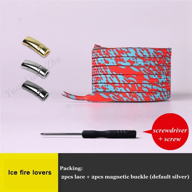 New Magnetic Shoelaces Elastic No Tie Shoe laces Flat Locking Shoelace Kids Adult Sneakers Lazy Laces One Size Fits All Shoes Ice fire lovers