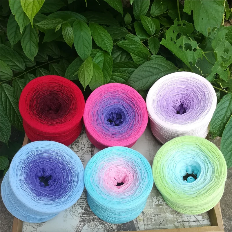 205g Organic Cotton Lace Spring And Autumn Cake Yarn Gradient Color Crochet Shawl Princess Skirt DIY Handmade Knit Soft Yarn 4