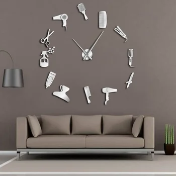 

Wall Clock Three-dimensional Acrylic DIY Wall Clock Barber Tools Clocks Fashion Simple Jewelry Home Clock Decor1 S02
