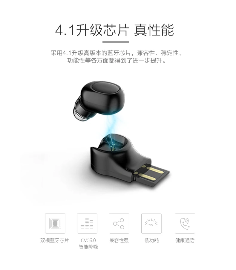 HEONYIRRY наушники в ухо наушник мини Bluetooth Беспроводная гарнитура V4.1 Шумоподавление
