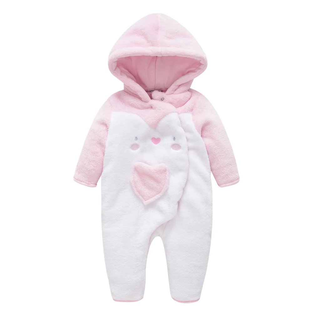 

2019 Winter Newborn Infant Baby Girls Rompers Long Sleeve Cotton Velvet Romper Kids Button Jumpsuit Clothes Thick Cartoon Outfit