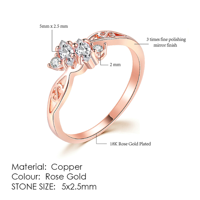 Ring For Women Simple Style Cubic Zirconia Wedding Ring Light Gold Color Fashion Jewelry KBR103