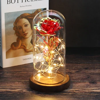 

Eternal Rose Forever Beauty And Beast Rose In Flask Led Rose Flower Light Glass Dome Home Decoration Mother's wedding Valentine