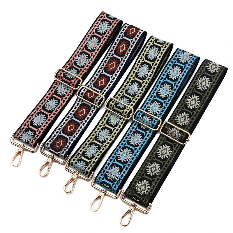 Correa de poliéster para bolso de hombre y mujer, cinturones bordados ajustables, de colores, de Jacquard, con hebilla de Metal|Piezas y accesorios bolsos| - AliExpress