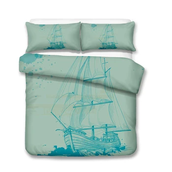 

Sailboat Anchor Duvet Cover Set 100% Microfiber 3 Pieces Bedding Set with Pillowcases No Comforter Boys Men Gift Drop Ship