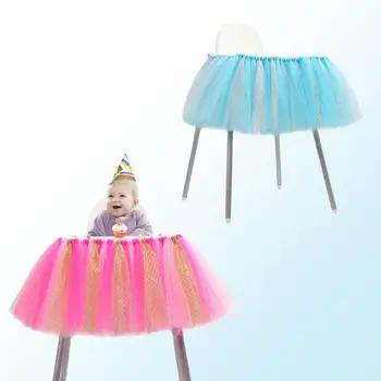 

Tulle Table Skirt For Birthday Party Table Cloth Pink/Blue Table Decoration