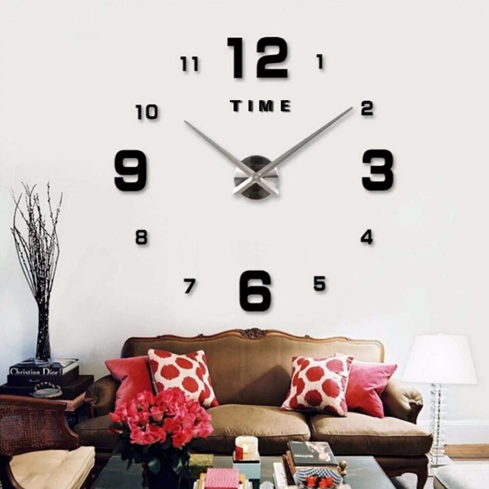 

47inch Modern Design Quartz Clocks Fashion Watches Mirror Sticker Living Room Decor New Arrival 3D DIY Large Acrylic Wall Clock