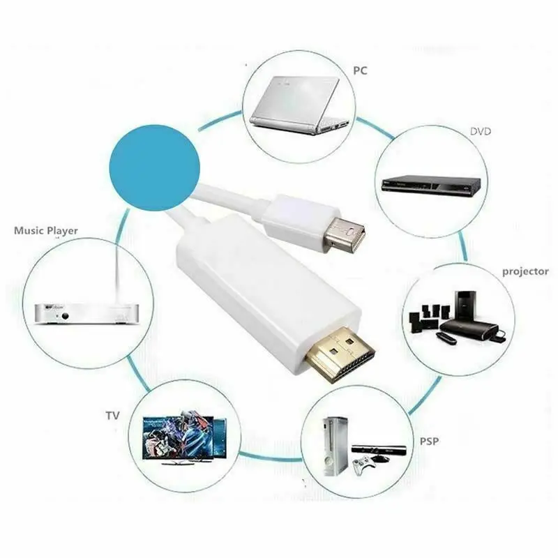 Кабель Thunderbolt Mini Displayport к HDMI 6 футов для Apple iMAC Macbook Air Pro аудио-видео ПК HDTV 1080P