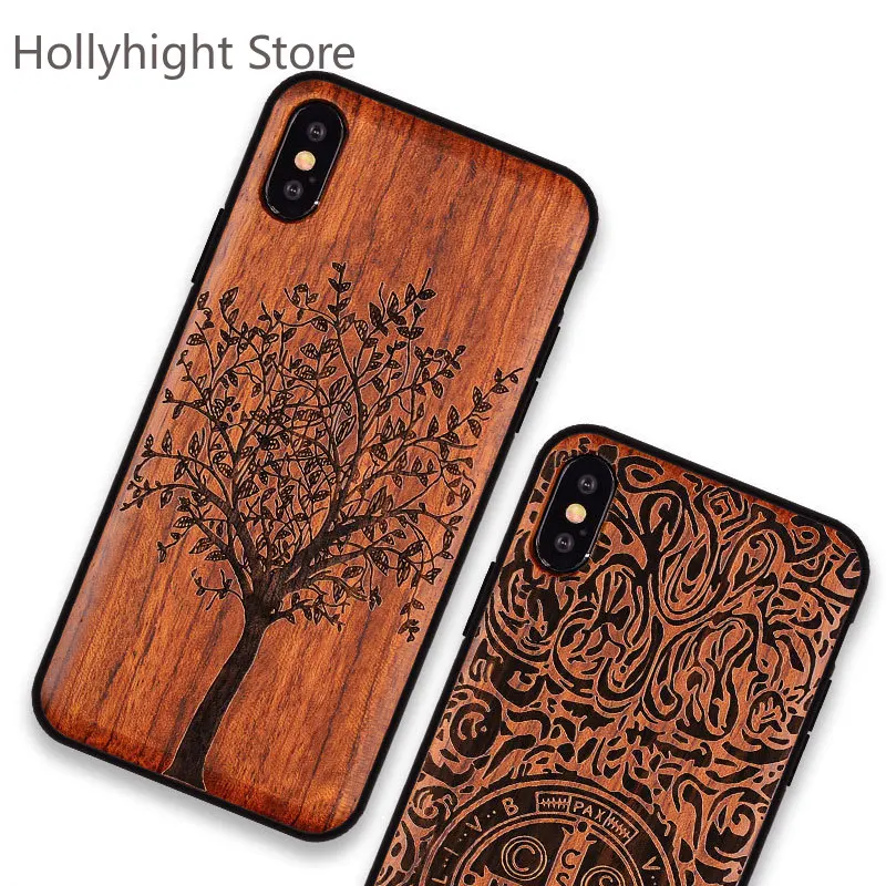 IPhone X Wooden Phone Case Apple Promax 12 Sculpted Custom Case Iphone 11 Pro Max Case  Iphone Xr Case  Half-wrapped Case