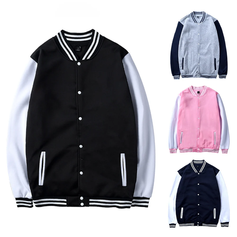 

Pure color cotton baseball Jacket unisex streetwear single breasted baseball jackets fitness tracksuits spring/autumn clothing