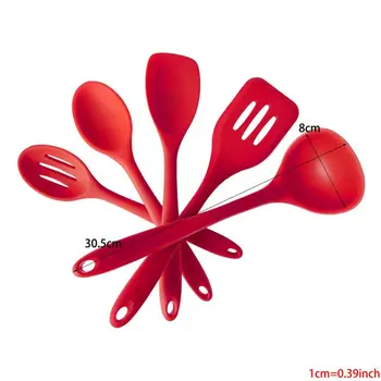 

Silicone Kitchen Utensil Set (5 Piece Set,) - High Heat Resistant to 480°F, Hygienic One Piece Design Spatulas, Serving and Mixi