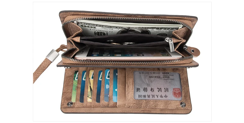 New Genuine Leather Lady Wallets Women Long Wallets Purses Clutch Bags Ladies Wallet With Cell Phone Pocket Card Holder