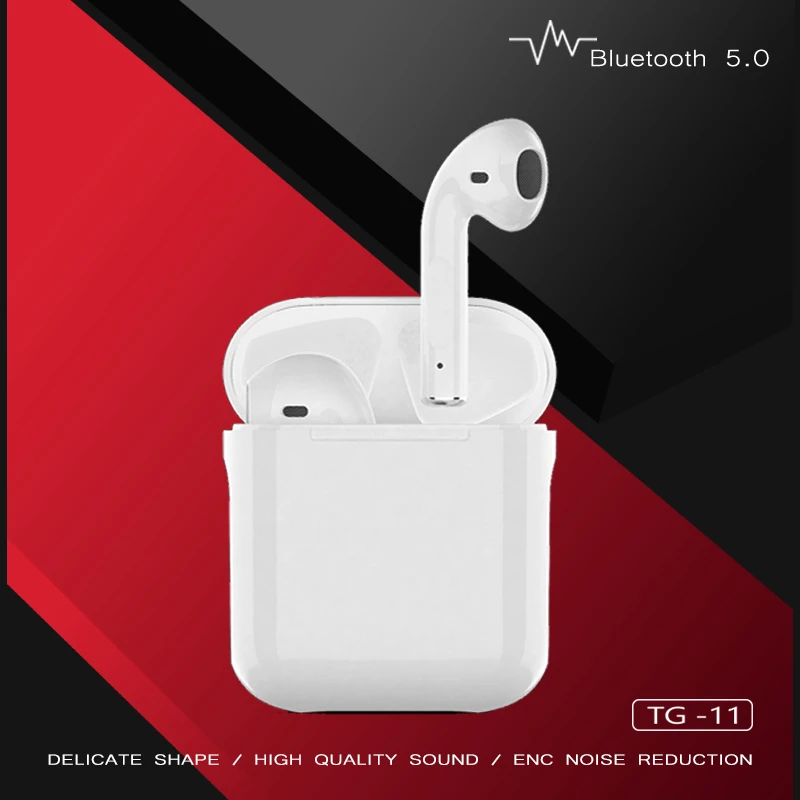 TWS V5.0 TG11 Wireless Bluetooth Earphones with Charger Box Waterproof Sport Headset Mobile Phone Smart Touch Headphones