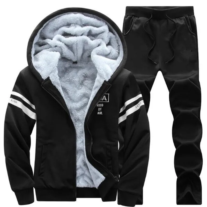 2019 NEW Tracksuit Men's set Winter Running Two Piece Sets Cotton Inner Fleece Thick Hooded 2PC Jacket Pants Sport Jogging Suits 2019 NEW Tracksuit Men's set Winter Running Two Piece Sets Cotton Inner Fleece Thick Hooded 2PC Jacket Pants Sport Jogging Suits