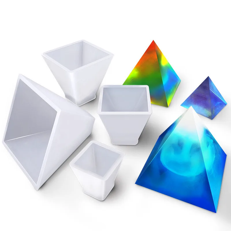 

DIY 20mm-60mm Pyramid Crystal Epoxy Resin Mold Pyramid Triangle Quicksand Silicone Mold