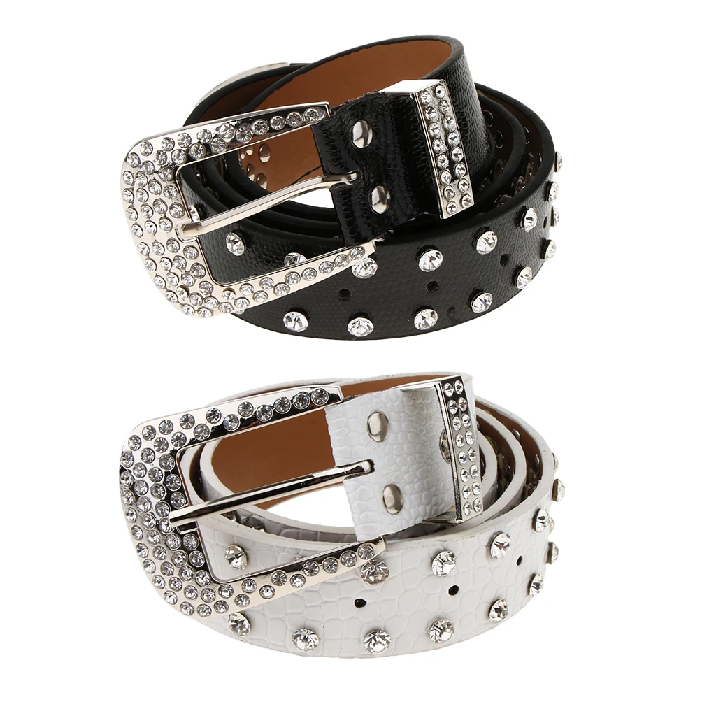 Женская Мода шипованные западные хрустальные ягоды Стразы Bling Cowgirl кожаные ремни