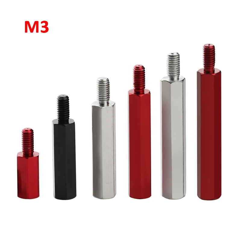 

10 шт. M3 * L + 6 мм столбы, шестигранная Проставка, винты-гайки из алюминиевого сплава, Круглый одноцилиндровый/шестигранный столб