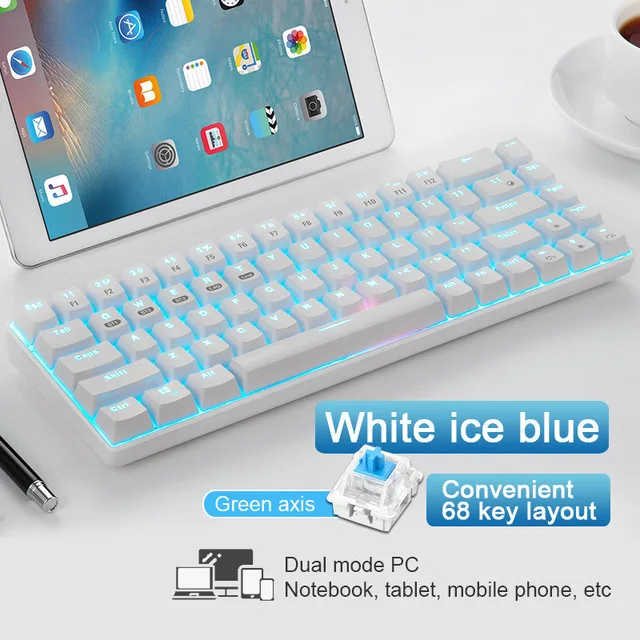 Technology 68 keymechanical keyboard Bluetooth wired 2.4G Bluetooth wireless Bluetooth three mode tablet mobile phone computer