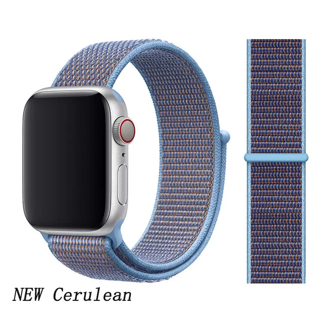 NEW Cerulean Ремешок для наручных часов Apple Watch Series 5/4/3/2/1 38 мм 42 мм мягкий нейлон дышащий сменный ремешок Спортивные петли для наручных часов iwatch серии 40 мм 44 мм - Цвет ремешка: NEW Cerulean
