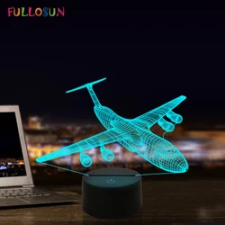 Lampe LED multicolore modèle d'avion, lumière de Table 3D avec interrupteur tactile, lampe de bureau pour décoration de salon 