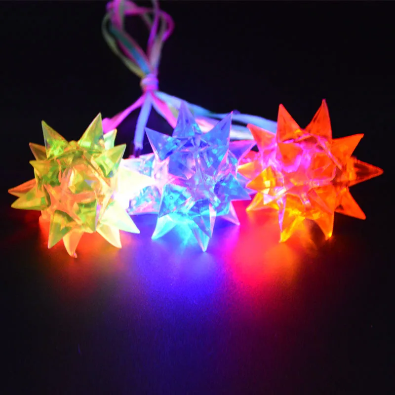 Great Choice Products Flashing Crystal Star Necklaces for Kids, Set of 12, Cute Toy Jewelry for Girls with Light-Up Pendant, Princess Party Favors