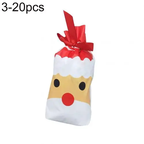 Santa Claus 20pcs 10/20/50 шт Рождественские Сумки для конфет упаковка мешки олень с Санта-Клаусом, Пластик Подарочная Конфета сумки для хранения подарок Рождественский подарок сумки - Цвет: Santa Claus 20pcs