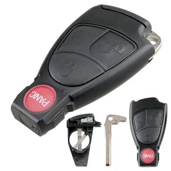 

4 buttons Car Key Fob Case Shell Replacement Smart Key Remote Cover with Balde and Battery Holder Fit for Mercedes Benz