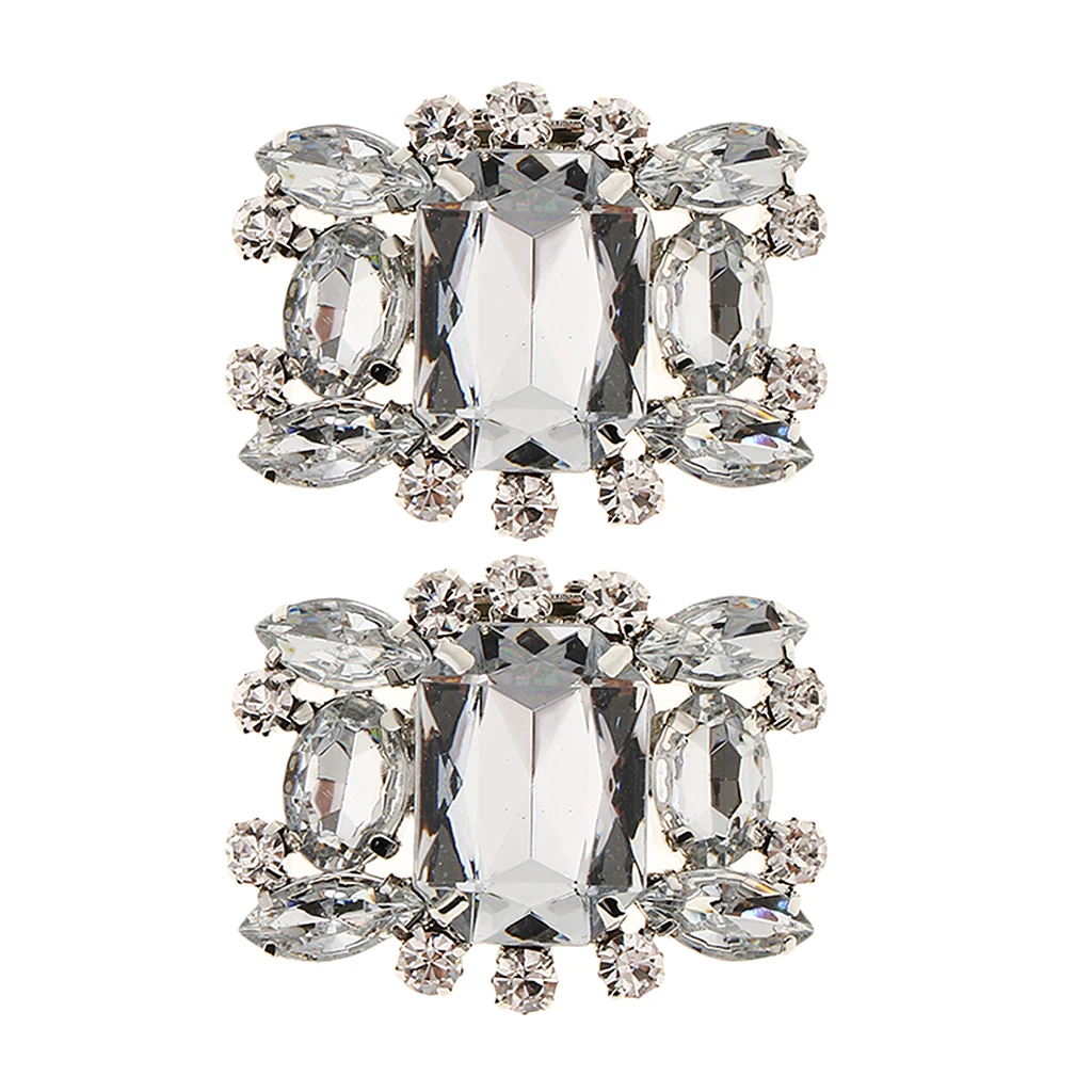 2 Pcs Rhinestone Crystal Wedding Bridal Shoe Bow Boots Clips Detachable Shoes Buckle Shoe Decoration Charms Shoes Jewelry