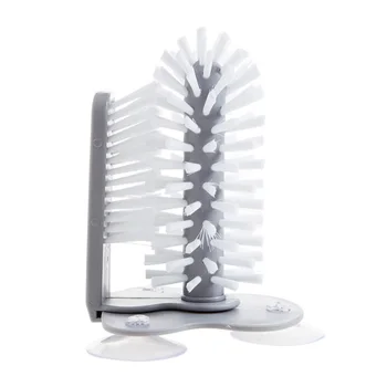 

New Creative Washing Dish 2 in 1 Brush Suction Cup Stand Glassware Milk Bottle Cleaning Brush Home Kitchen Glass Cups Cleaner