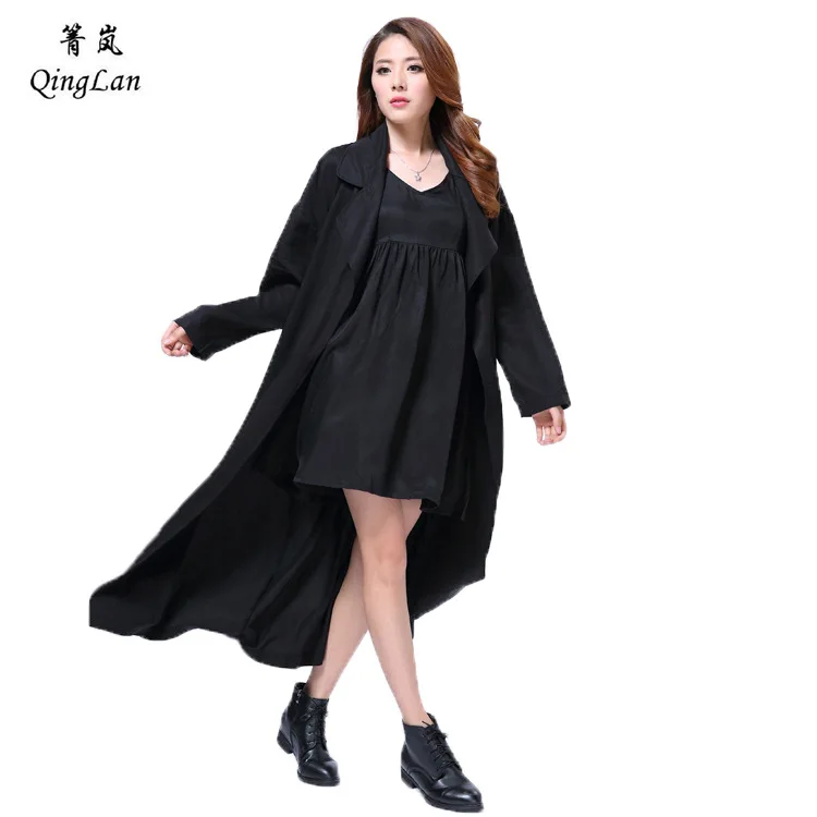 

Qing Lan Brand Japanese-style Fashion-New Style Plus-sized Large Size Dress WOMEN'S Trench Coat