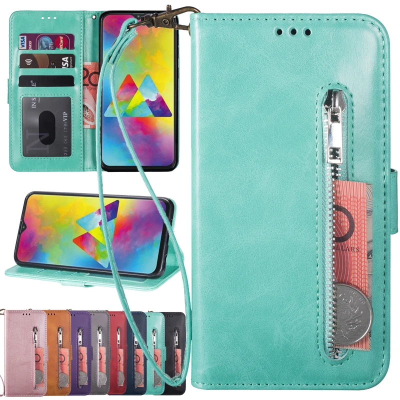 Para Iphone 15 Funda De Cuero Con Cremallera Y Textura De Rejilla Para Telefono Movil Con Cordon