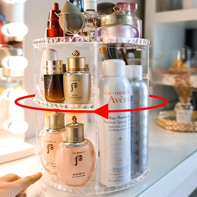 Forgó Smink Szervező Tároló Doboz Állítható Kozmetikai Sminkkefe Tartó Nagy Kapacitású Fürdőszoba Tárolás - Image 2