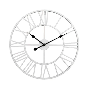

40CM Wrought Iron Clock Vintage European Style Roman Numerals Wall Clock Household Bedroom Hanging Bar Decor without Battery