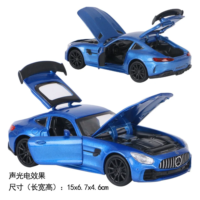 1:32 Metal Model Cars 1/32 Alloy Toys for Children Engineering Vehicles with Flashing Sounds Sports Car AMG GT
