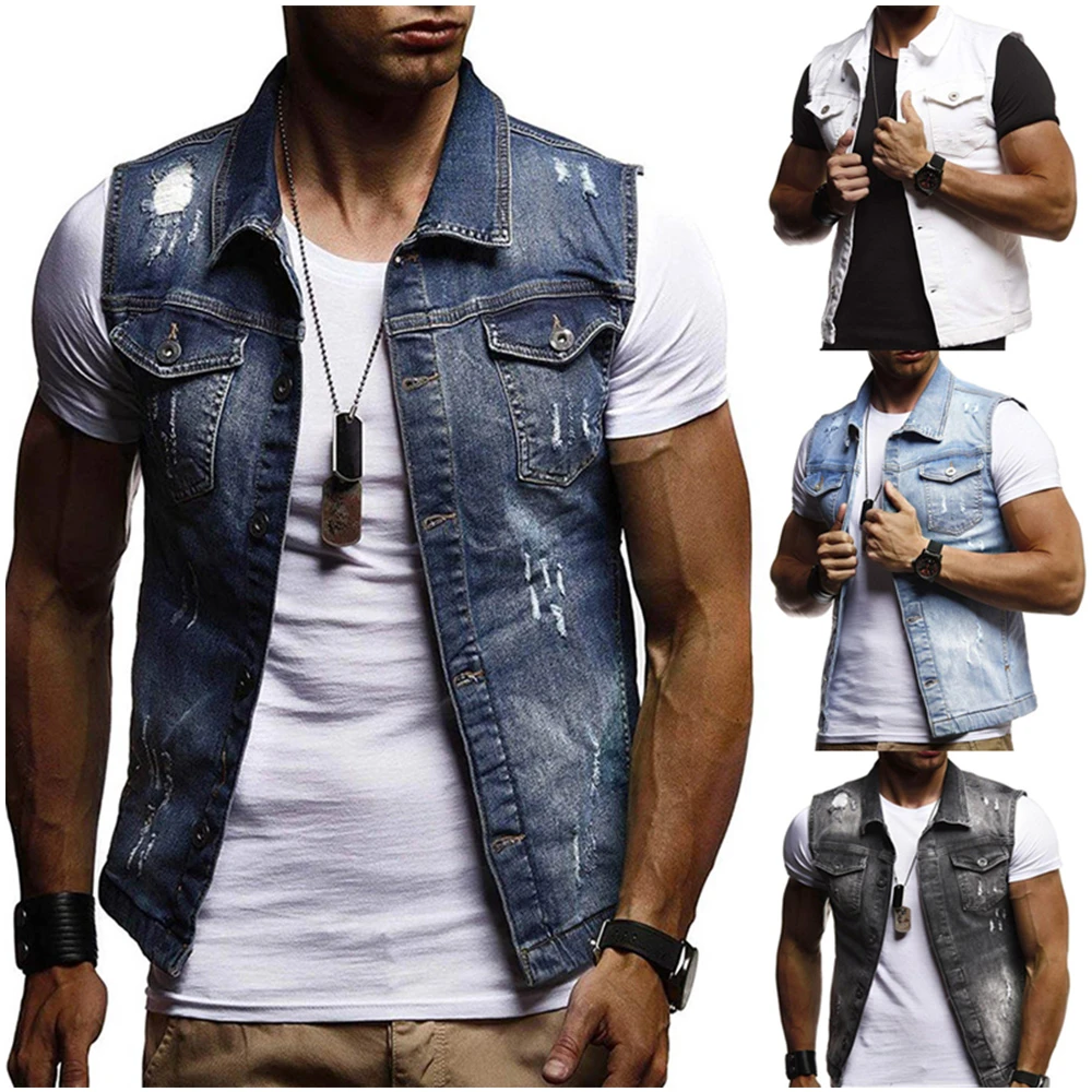 Jean vest outfit mens Clearance