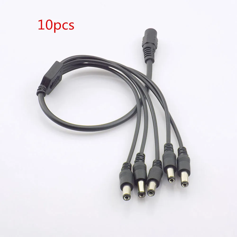 

10pc DC 12V 1 Female to 5 Male way Splitter Cable connector Plug Power Supply Adapter Pigtail for Camera led strip light K13